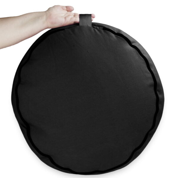 round zafu meditation cushion black held
