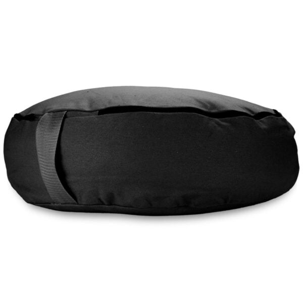 round zafu meditation cushion black side