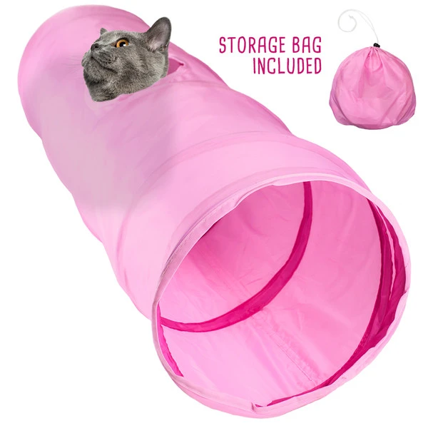 2022 Pink Krinkle Cat Tunnel with Peek Hole and Storage Bag