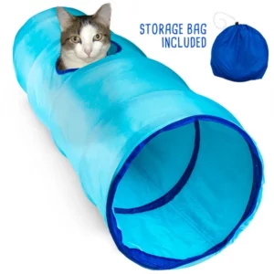 3622 Blue Krinkle Cat Tunnel with Peek Hole and Storage Bag