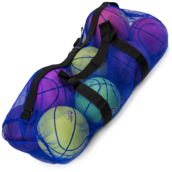 Mesh Sports Ball Bag with Strap Blue