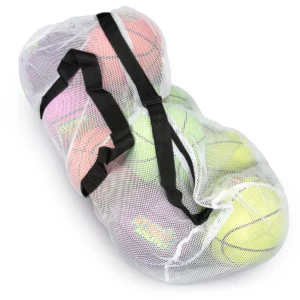 Mesh Sports Ball Bag with Strap White