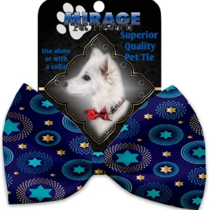 Blue-Star-of-David-Pet-Bow-Tie-Collar-Accessory-with-Velcro
