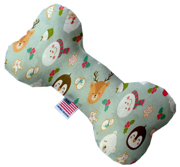 Gray-Christmas-Party-10-Inch-Canvas-Bone-Dog-Toy